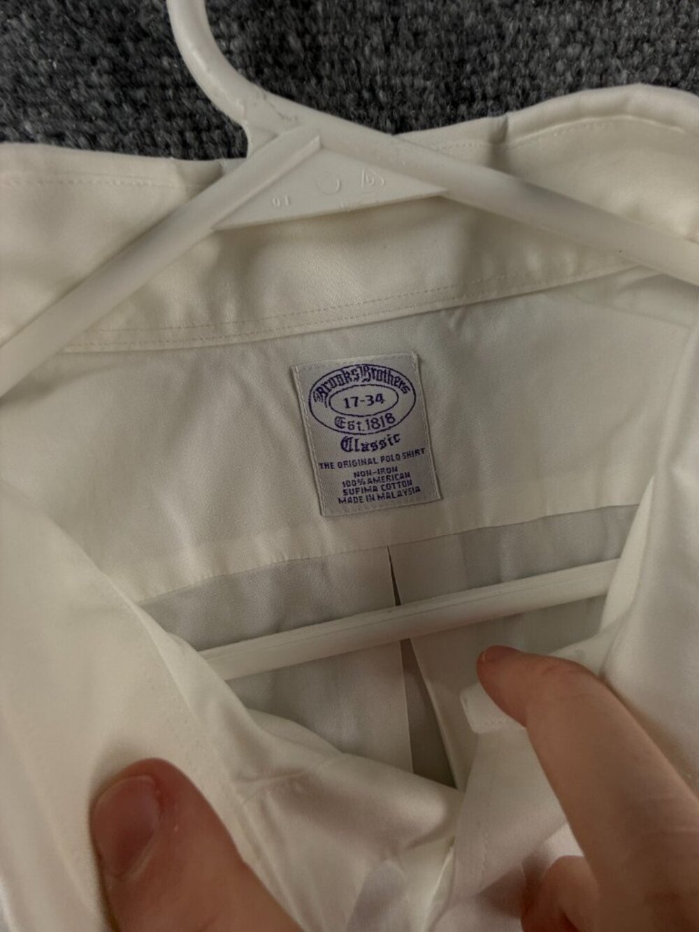Brooks Brothers Cotton Classic 17 34 White Button-Down Non-Iron Shirt Mens Adult - Picture 8 of 16